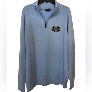Glenbrae‎ Merino Wool Quarter Zip Sweater Pullover Men XXL Light Blue Glengoyne